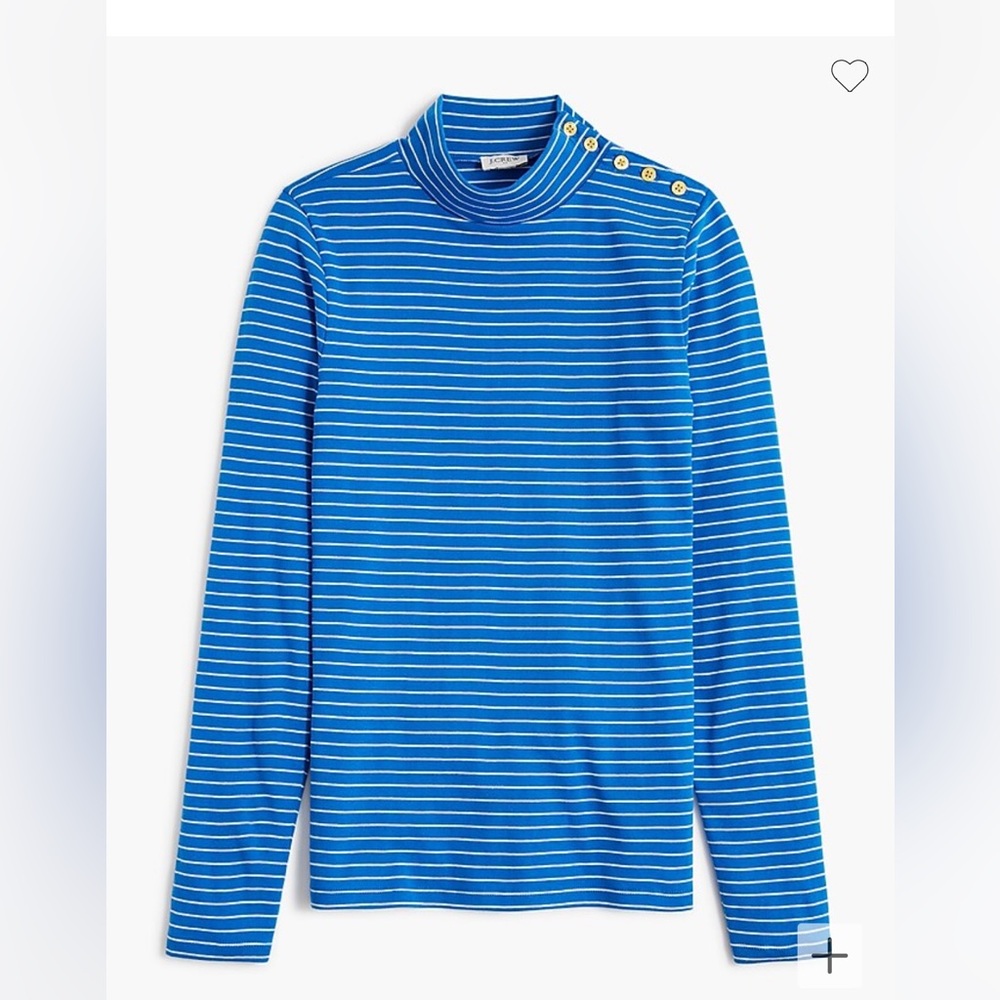 NWT J.Crew Factory Striped Mockneck Ribbed Top in Blue & Ivory Stripes
